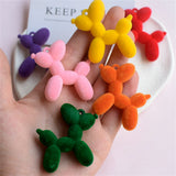 10Pcs 3D Flocking Balloon Dog Resin Charms Jewelry DIY Pendants