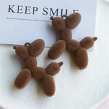 10Pcs 3D Flocking Balloon Dog Resin Charms Jewelry DIY Pendants