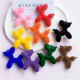 10Pcs 3D Flocking Balloon Dog Resin Charms Jewelry DIY Pendants