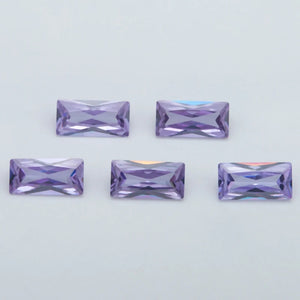 10Pcs Rectangle Lavender CZ Synthetic Gems Brilliant Cut Cubic Zirconia Stone
