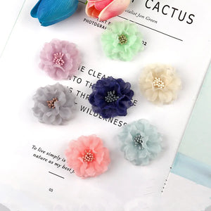 10Pcs Chiffon Fabric Flowers for DIY Hair Accessories Headband, Wedding Decor