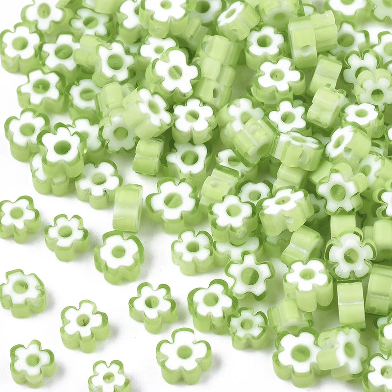 10Pcs 5~7mm Flower Shape Glass Beads for Jewelry Making DIY Bracelets