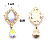 10Pcs 50*25MM Oval Acrylic Rhinestone Alloy Pendant Flat Button Gorgeous Crown