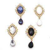 10Pcs 50*25MM Oval Acrylic Rhinestone Alloy Pendant Flat Button Gorgeous Crown