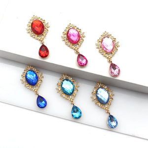 10Pcs 50*25MM Oval Acrylic Rhinestone Alloy Pendant Flat Button Gorgeous Crown