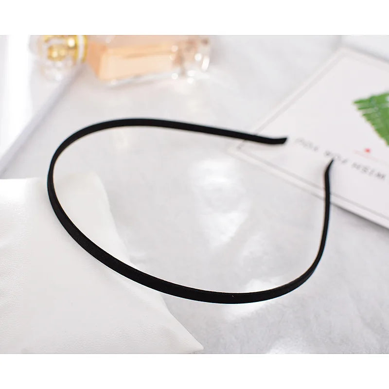 10Pcs 5mm Satin Jewelry Headbands Colorful Girls Ribbon Hairband