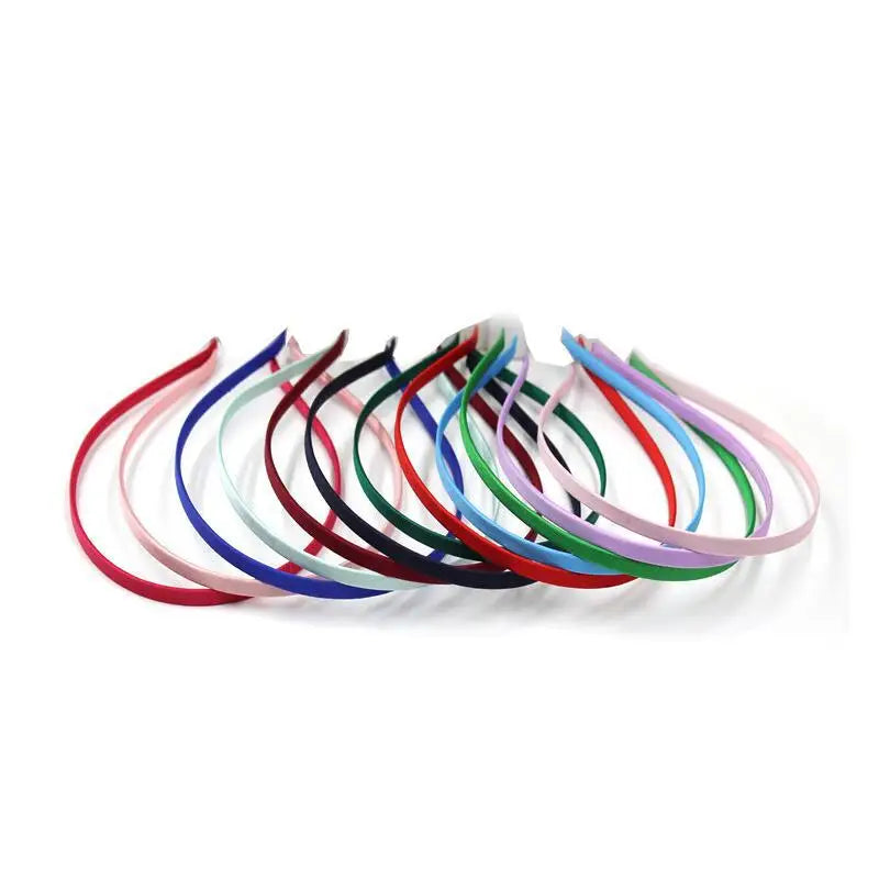 10Pcs 5mm Satin Jewelry Headbands Colorful Girls Ribbon Hairband