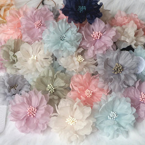 10Pcs 6.5CM Chiffon Multilayer Fabric Flowers DIY Hair Accessories