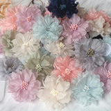 10Pcs 6.5CM Chiffon Multilayer Fabric Flowers DIY Hair Accessories