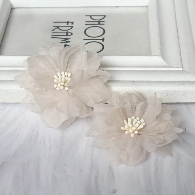 10Pcs 6.5CM Chiffon Multilayer Fabric Flowers DIY Hair Accessories