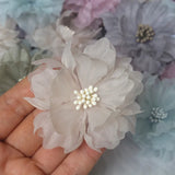 10Pcs 6.5CM Chiffon Multilayer Fabric Flowers DIY Hair Accessories