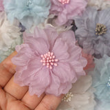 10Pcs 6.5CM Chiffon Multilayer Fabric Flowers DIY Hair Accessories