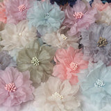 10Pcs 6.5CM Chiffon Multilayer Fabric Flowers DIY Hair Accessories