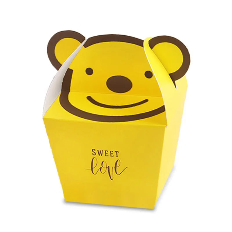 10Pcs Cartoon Bear Square Folding Biscuit Chocolate Box