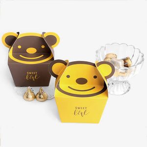 10Pcs Cartoon Bear Square Folding Biscuit Chocolate Box