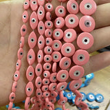 10Pcs Pink Evil Eye Shell Beads DIY Jewelry Accessories