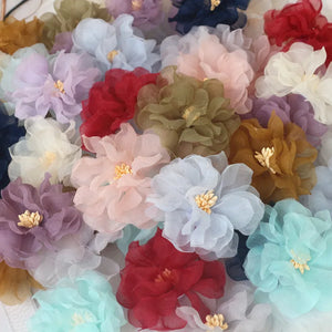 10Pcs Chiffon Fabric Flowers DIY Hair Accessories