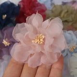 10Pcs Chiffon Fabric Flowers DIY Hair Accessories