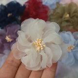 10Pcs Chiffon Fabric Flowers DIY Hair Accessories