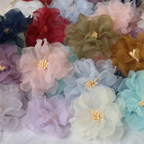 10Pcs Chiffon Fabric Flowers DIY Hair Accessories