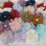 10Pcs Chiffon Fabric Flowers DIY Hair Accessories