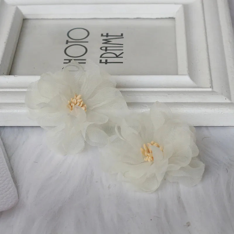10Pcs Chiffon Fabric Flowers DIY Hair Accessories
