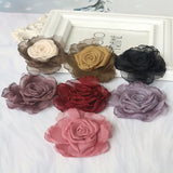 10Pcs Chiffon Satin Fabric Rose Flower Patch DIY Crafts Children Headwear Decor