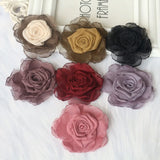 10Pcs Chiffon Satin Fabric Rose Flower Patch DIY Crafts Children Headwear Decor