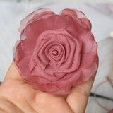 10Pcs Chiffon Satin Fabric Rose Flower Patch DIY Crafts Children Headwear Decor