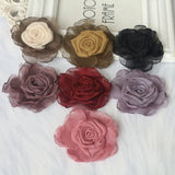 10Pcs Chiffon Satin Fabric Rose Flower Patch DIY Crafts Children Headwear Decor