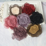10Pcs Chiffon Satin Fabric Rose Flower Patch DIY Crafts Children Headwear Decor