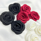 10Pcs Burnt Edge Fabric Rose Flower DIY Hair Clip Jewelry Accessories