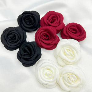 10Pcs Burnt Edge Fabric Rose Flower DIY Hair Clip Jewelry Accessories