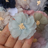 10Pcs Chiffon Fabric Flowers Wedding Dress Skirt Hats Decor Headband DIY