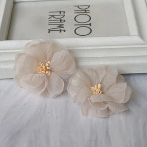10Pcs Chiffon Fabric Flowers Wedding Dress Skirt Hats Decor Headband DIY