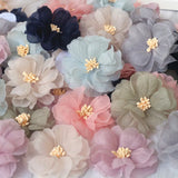 10Pcs Chiffon Fabric Flowers Wedding Dress Skirt Hats Decor Headband DIY