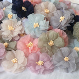 10Pcs Chiffon Fabric Flowers Wedding Dress Skirt Hats Decor Headband DIY