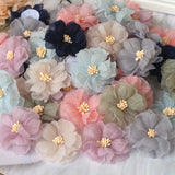10Pcs Chiffon Fabric Flowers Wedding Dress Skirt Hats Decor Headband DIY