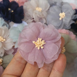 10Pcs Chiffon Fabric Flowers Wedding Dress Skirt Hats Decor Headband DIY