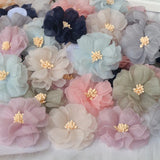 10Pcs Chiffon Fabric Flowers Wedding Dress Skirt Hats Decor Headband DIY