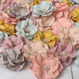 10Pcs Fabric Cored Camellia Flower Headband DIY Accessories