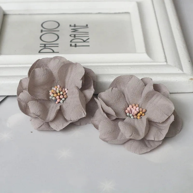 10Pcs Fabric Cored Camellia Flower Headband DIY Accessories