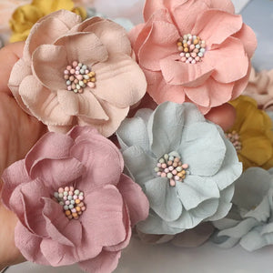 10Pcs Fabric Cored Camellia Flower Headband DIY Accessories