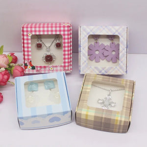 10Pcs Pink Plaid Strawberry Flower Candy Wedding Jewelry Wrapping Box