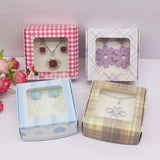 10Pcs Pink Plaid Strawberry Flower Candy Wedding Jewelry Wrapping Box