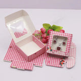10Pcs Pink Plaid Strawberry Flower Candy Wedding Jewelry Wrapping Box