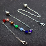 10Pcs Chakra Pendulum Chain Necklace Round Stone Beads Crystal Amulet