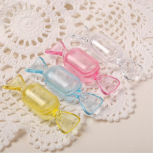 10Pcs Jewelry Candy Little Box 8*2.2CM Pink Yellow Transparent Plastic Packaging