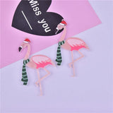 10Pcs Christmas Flamingo Charms for DIY Earrings