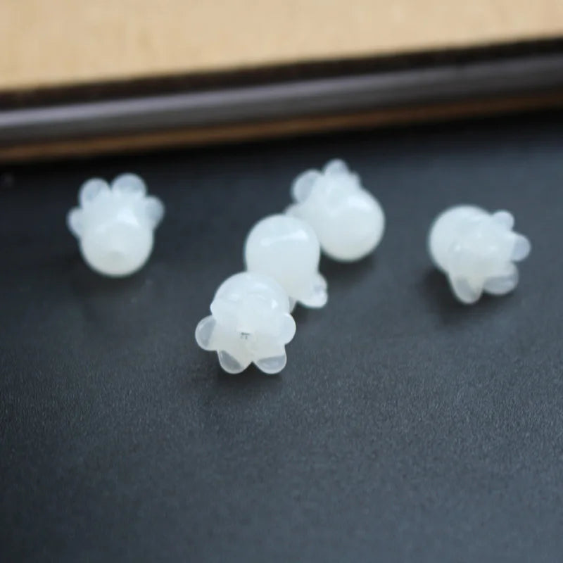 10Pcs Flower Shape Lampwork Glass Beads for Jewelry Making, Multi-color